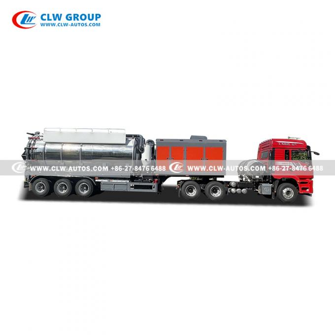 25m³ 316 Stainless Steel Vacuum Tank Semi-Trailer exterior view