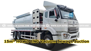 15m³ HOWO CNG Vacuum Sewage Suction Truck