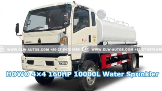 HOWO 4×4 160HP 10000L Water Sprinkler Truck
